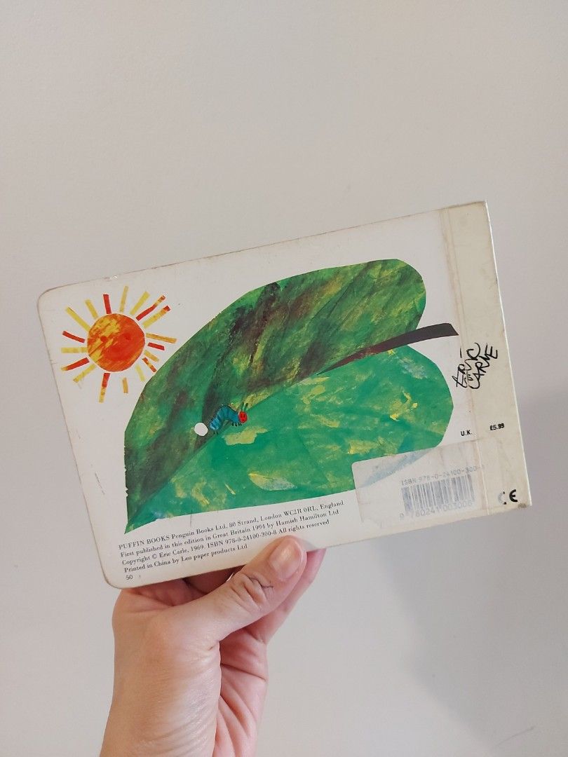 The Very Hungry Catterpillar boardbook (preloved) (Category: Children's Books) located in Taguig. Submitted by Pre-aimes (Listing ID 1324218620, Image 2). Description: PRELOVED: The Very Hungry Catterpillar board book used and in good condition size: height: 5 inches length: 7 inches width: 0.5 inches Price: 170 Php.