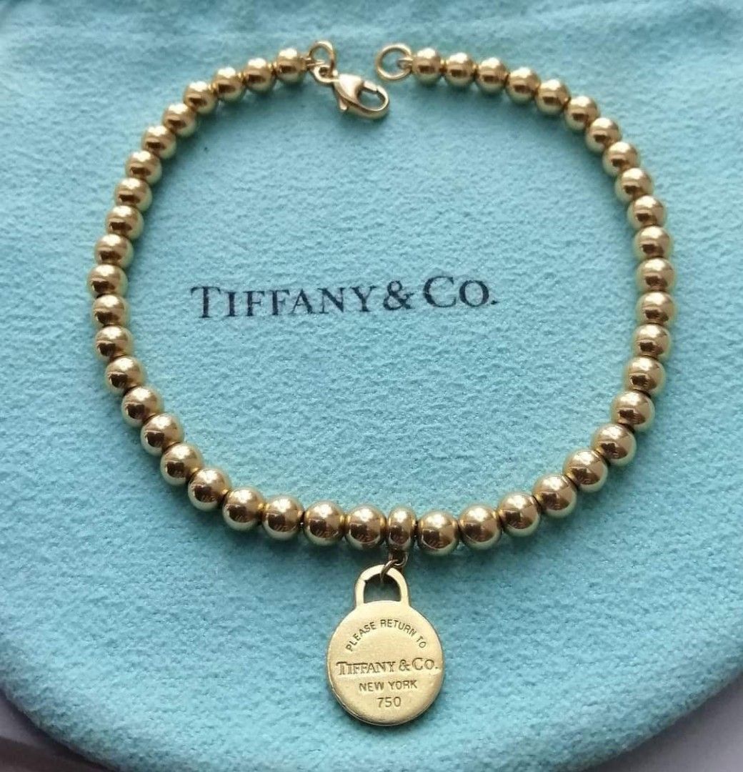 Jewelry Bracelets Tiffany Bead Bracelet Gold Tiffany Co Round Tag