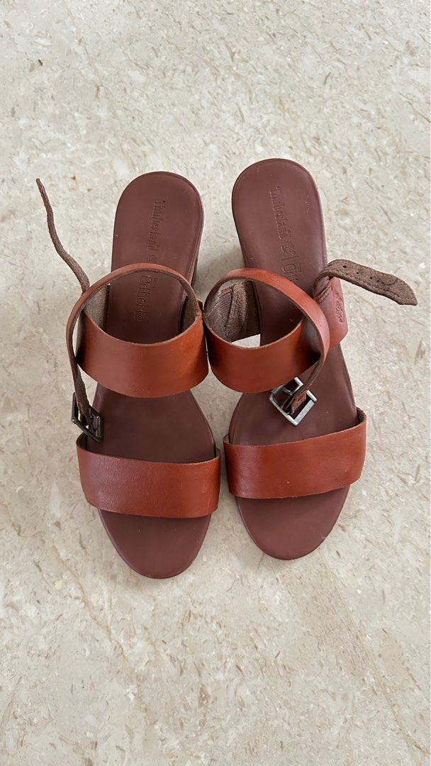 Timberland High Heel Sandals Brown, Women's Fashion, Footwear