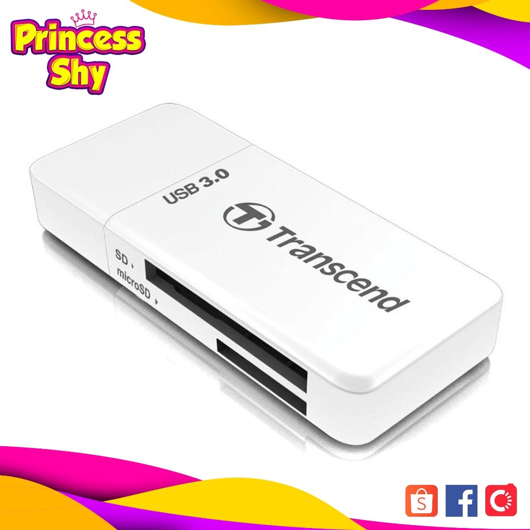 Transcend RDF5 USB 3.0 card reader (White) (Category: Hard Disks & Thumbdrives) located in San Juan City. Submitted by princessshyph (Listing ID 1025827076, Image 1). Description: The white RDF5 USB 3.0 SDHC / SDXC / microSDHC/SDXC Memory Card Reader from Transcend is equipped with a SuperSpeed USB 3.0 interface for fast data transfer. It is compatible with SDHC, SDXC, microSDHC, and microSDXC cards, including those carrying the Ultra High Speed 