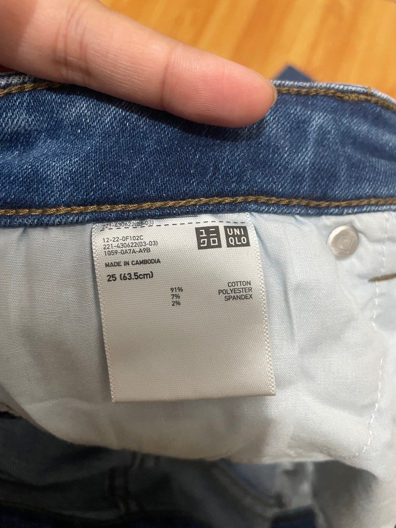 Uniqlo Skinny Jeans (Category: Jeans) located in Manila. Submitted by kylluce07014 (Listing ID 1324212850, Image 2). Description: Uniqlo Skinny Jeans. Used around 5 times only. In good condition. RFS: Declutterring Size: Can fit 26-27 Payment: Gcash/BPI transfer Location: Taguig.