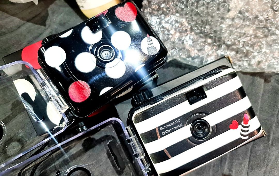 Vintage Style Black & White Stripes Reusable Ultra Compact 35mm Camera ...