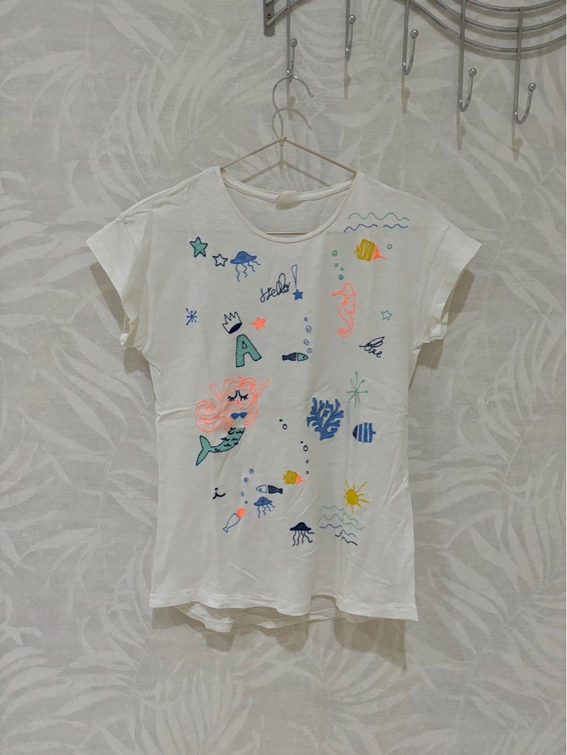 Zara girls tee kaos zara anak perempuan kaos zara bordir gambar mermaid  laut