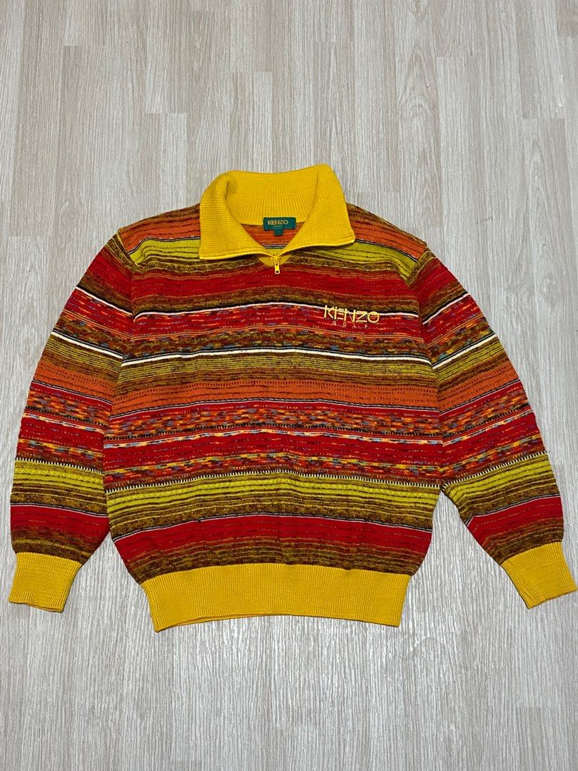 80s 90s vintage Kenzo multicolor knitted jumper sweater coogie vibes y2k original ykk zip complete washtags Kenzo Golf Men s Fashion Coats Jackets and Outerwear on Carousell