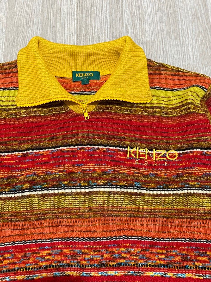 80s 90s vintage Kenzo multicolor knitted jumper sweater coogie vibes y2k original ykk zip complete washtags Kenzo Golf Men s Fashion Coats Jackets and Outerwear on Carousell