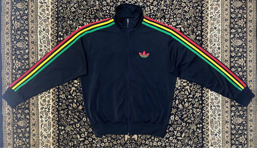 Vintage Adidas Rasta Tracktop Jacket Preloved Men s Fashion Coats Jackets and Outerwear on Carousell