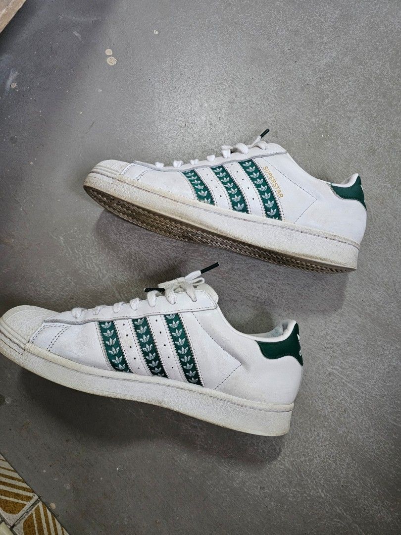 Adidas Superstar Dark Green with spare shoelaces