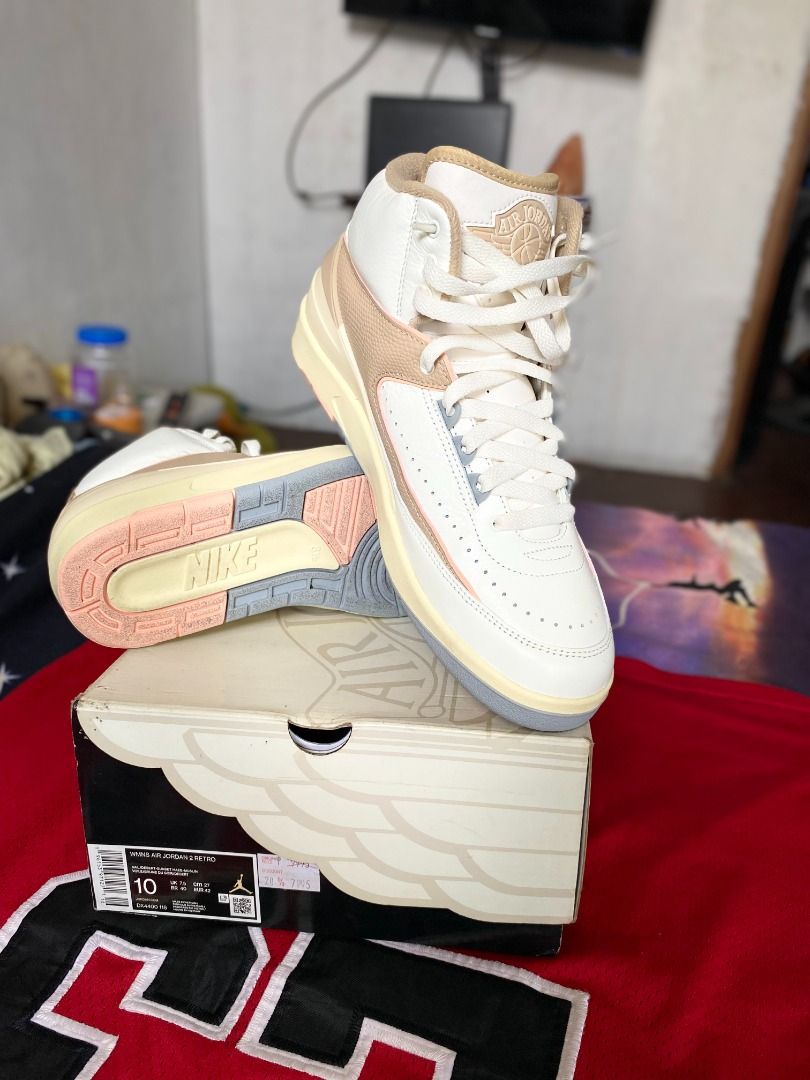 AIR JORDAN 2 RETRO (USED ONCE) (Category: Boots) located in Kawit. Submitted by bee-aye (Listing ID 1324416197, Image 3). Description: Air Jordan 2 RETRO SIZE 10 EUR 42 COLOR : SAIL/ DESERT SUNSET HAZE-MUSLIN SERIAL : DX4400118 (NEGOTIABLE)!!!!!!!.