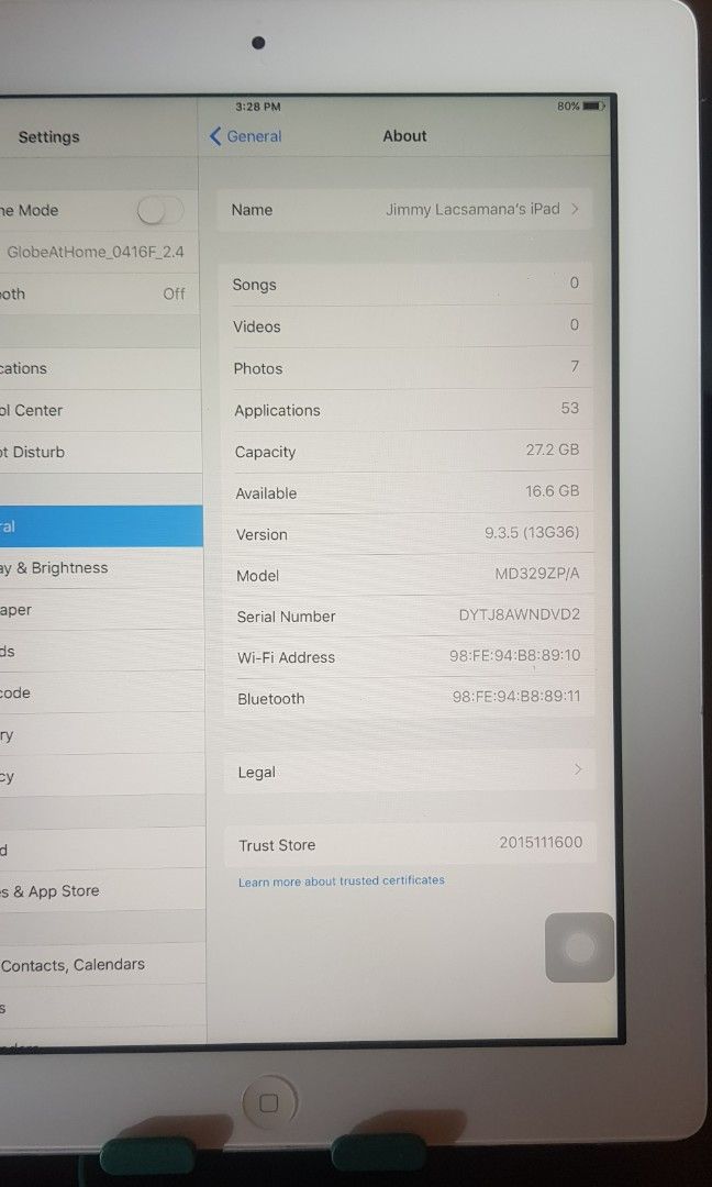 Apple iPad 3rd Gen 32gb Wifi (Category: iPad) located in Cavite. Submitted by jmy826 (Listing ID 1324455653, Image 2). Description: Ptp Admin. Thank You! Pambata Tablet/iPad iPad 3rd Gen 32gb Wifi Bezel White Php2,800.0 Retina Display 9.7" Screen Massive 11,560 mAh battery iTunes Sync/Restore 🆗️ No iCloud. Package inclusions, iPad and Usb 30 pin cable bnew ✅all working fine: Power switch, vol rocker, rotate/mute switch, home button, speaker, ear