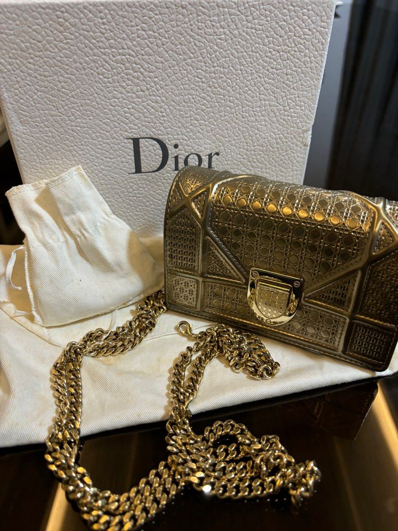 Christian Dior Diorama Microcanage in Silver Authentic Luxury Bags Wallets on Carousell