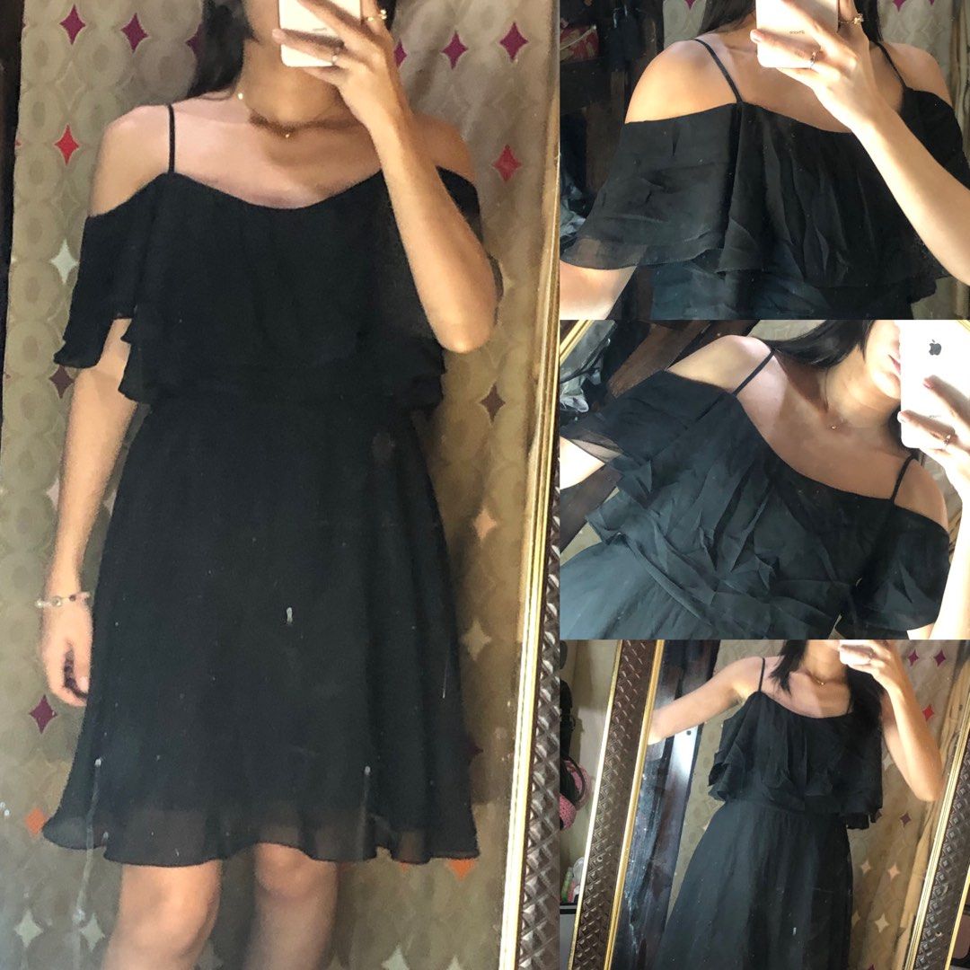 Black Off Shoulder Casual Dress, Women's Fashion, Dresses & Sets, Dresses  on Carousell