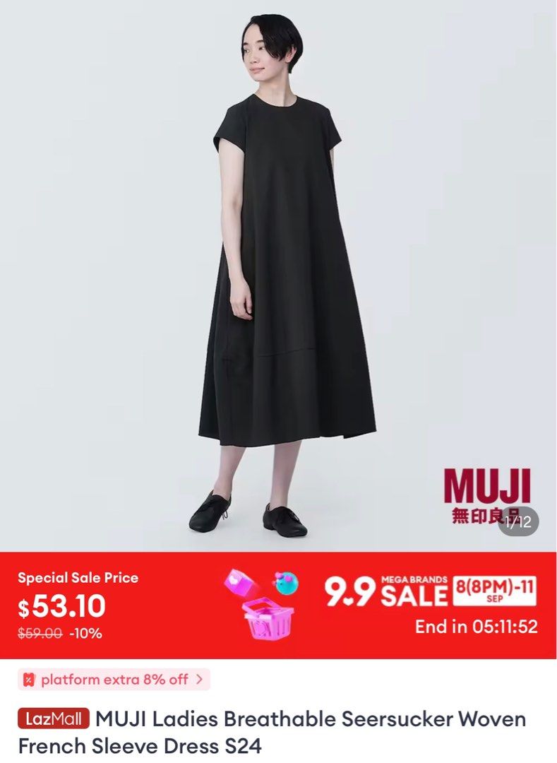 Camisole Dresses Muji Black Dress BNIB MUJI Ladies Breathable