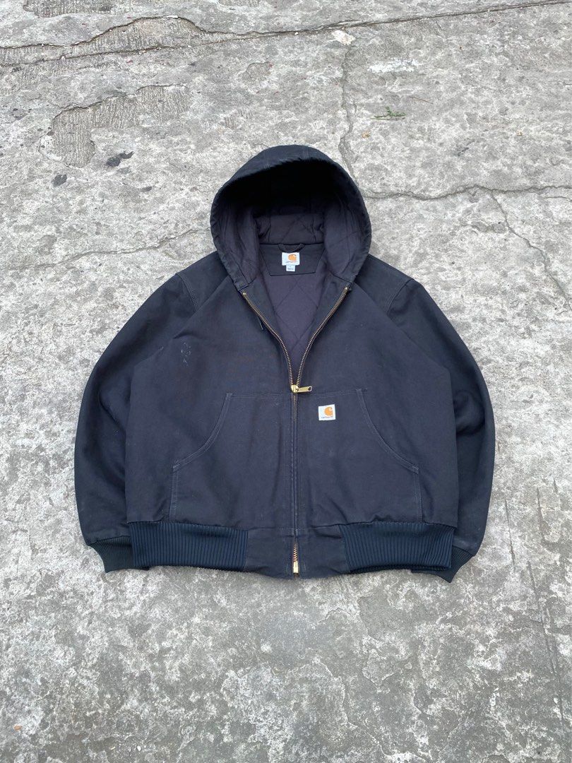 CARHARTT 103940 BLK black duck canvas active jacket Men s Fashion Coats Jackets and Outerwear on Carousell