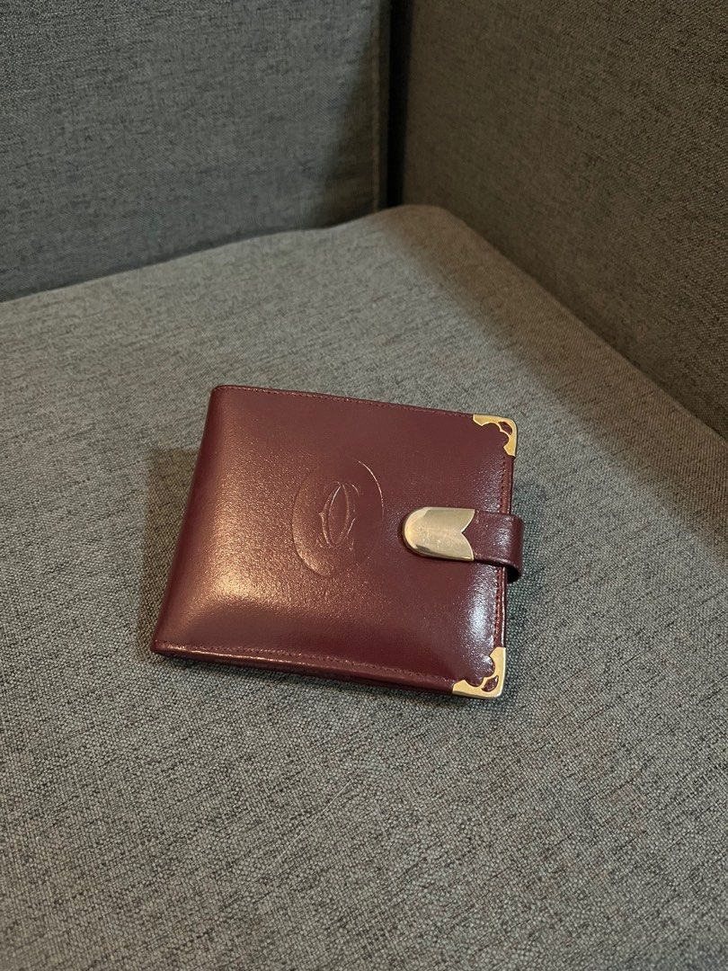 Cartier Wallet Burgundy Leather Bifold with Kisslock Luxury Bags Wallets on Carousell