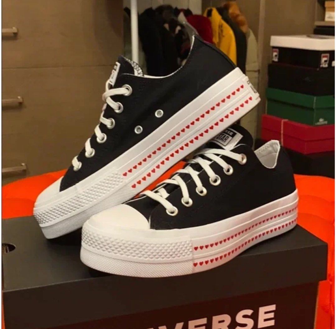 White converse w hearts outlet