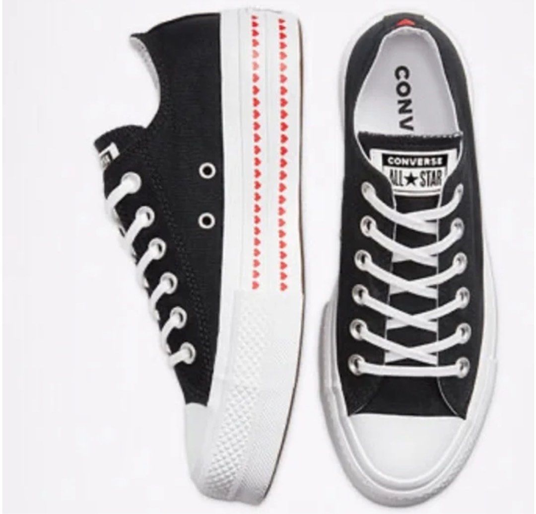 White converse w hearts cheap