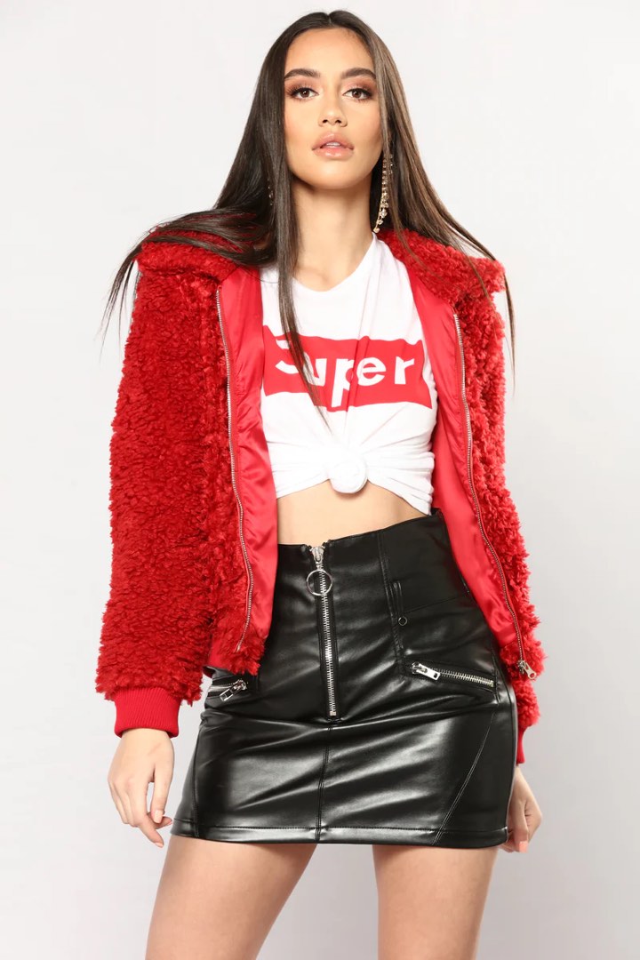 Fur jacket fashion nova sales