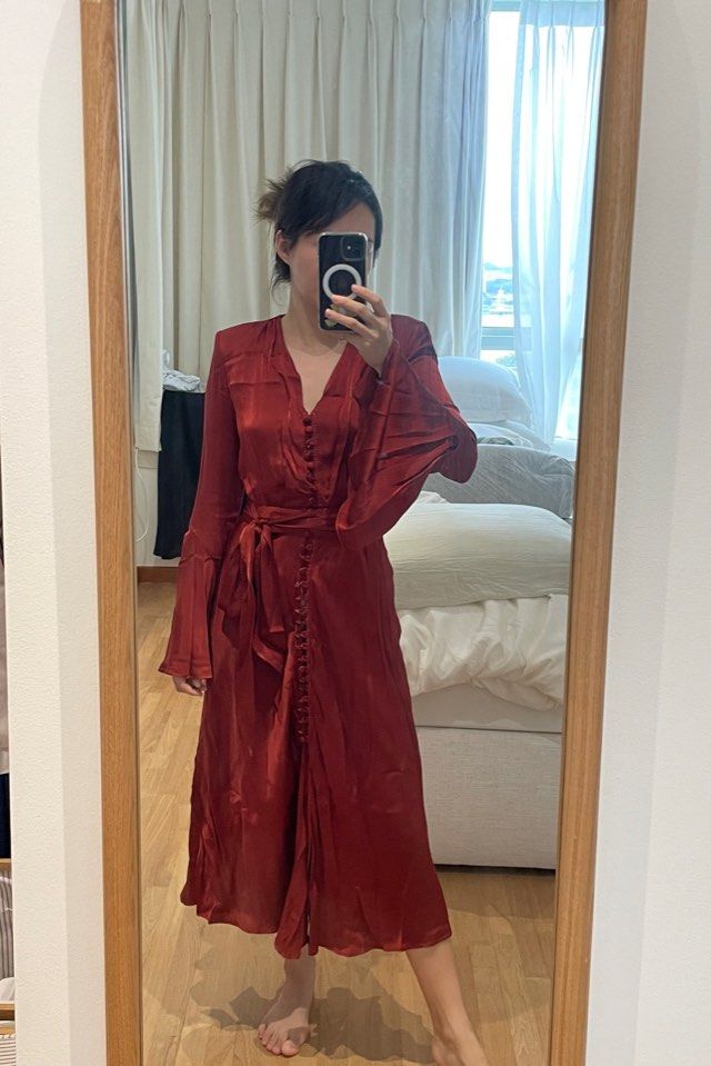 Ghost meryl satin button dress XXS Women s Fashion Dresses Sets Dresses on Carousell