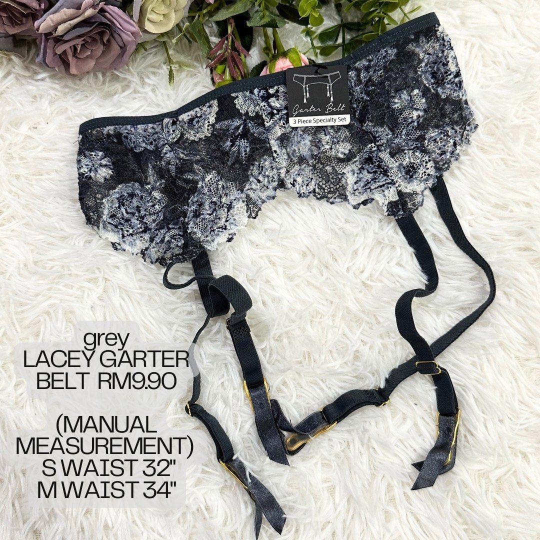 Grey Lacey Garter Belt, Women's Fashion, New Undergarments & Loungewear on  Carousell