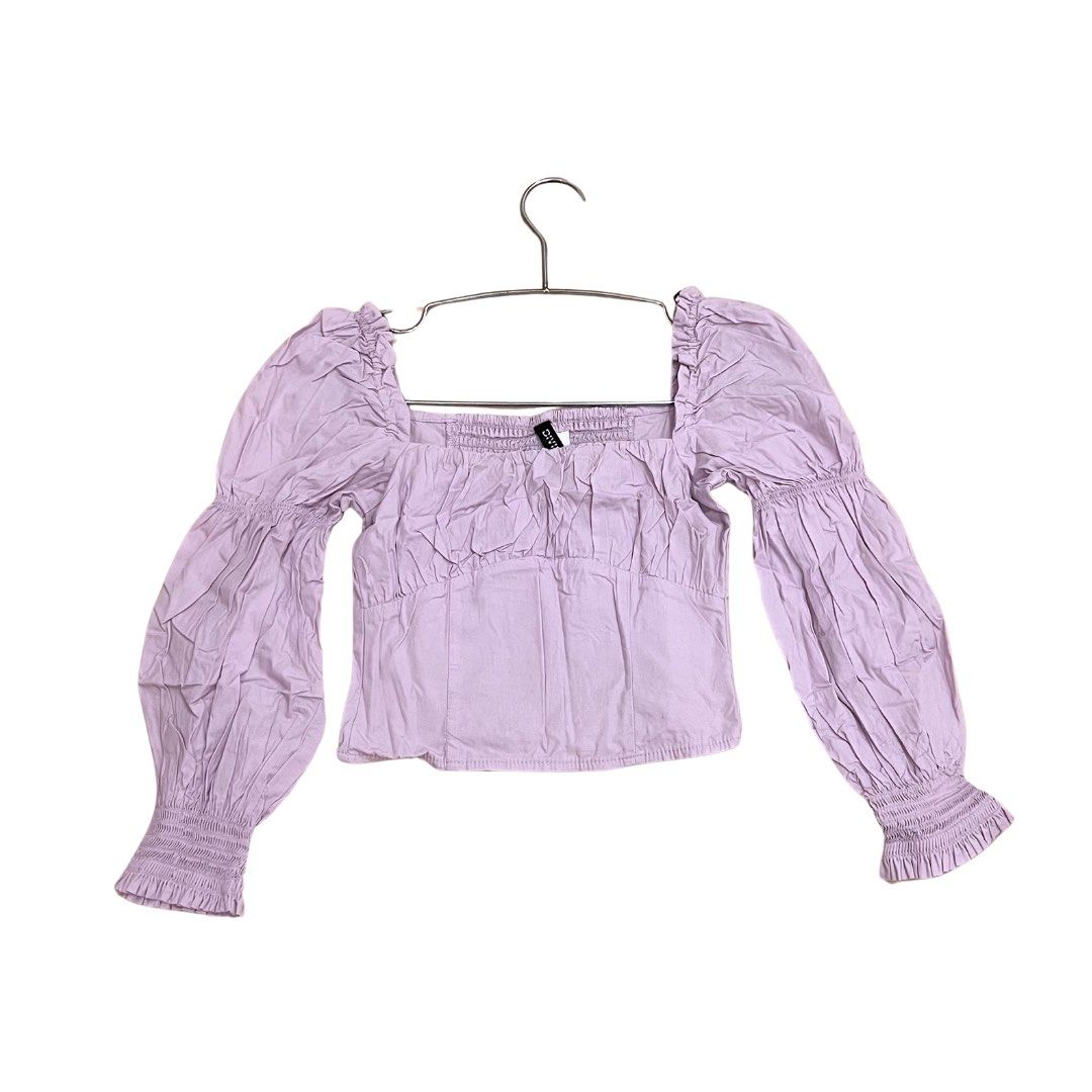 h&m purple puff sleeved top (Category: Blouses) located in Cavite. Submitted by bearcart (Listing ID 1295170753, Image 1). Description: prettiest top .