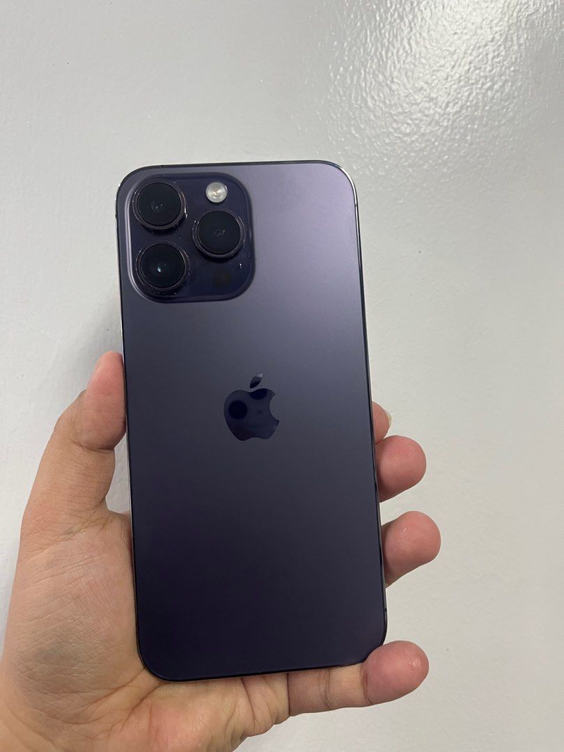 Iphone 14 Pro Max 256gb Deep Purple NTC 2ndhand (Category: iPhone 14 Series) located in Quezon City. Submitted by legitgadgetforless (Listing ID 1324455686, Image 1). Description: Selling Iphone 14 Pro Max 256gb super smooth unit 10/10 smoothness. No dents,no scratch , no issue,no hidden issue.. Openline any sim will do. This unit has been covered with Apple Care until July 2025.. Inclusions : •Device •20W Original • Cable Unused •Free Clear Mags