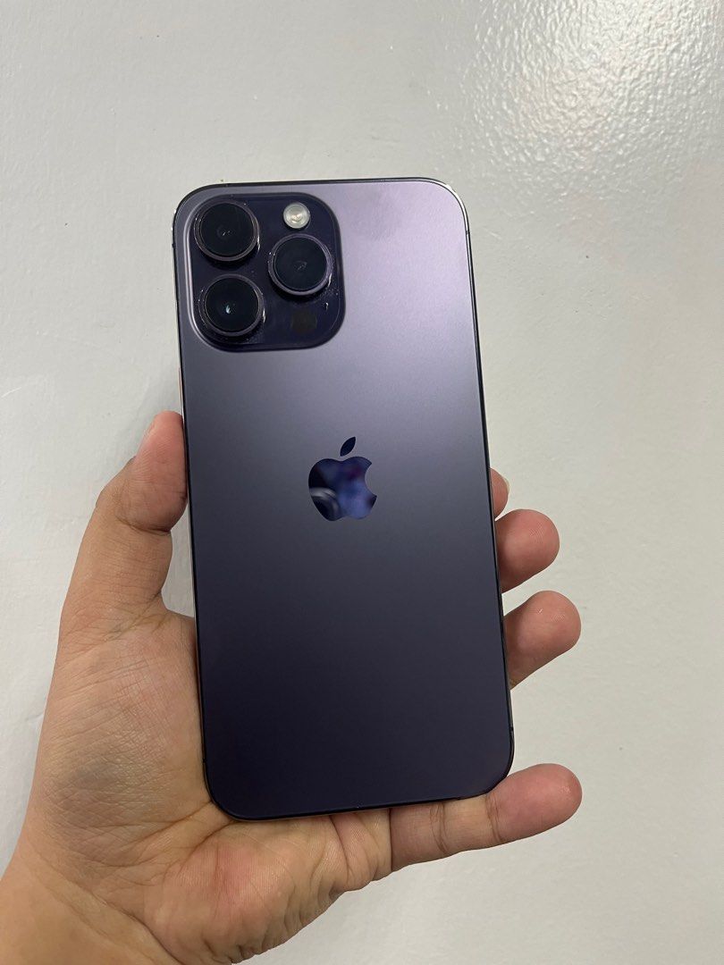 Iphone 14 Pro Max 256gb Deep Purple NTC 2ndhand (Category: iPhone 14 Series) located in Quezon City. Submitted by legitgadgetforless (Listing ID 1324455686, Image 2). Description: Selling Iphone 14 Pro Max 256gb super smooth unit 10/10 smoothness. No dents,no scratch , no issue,no hidden issue.. Openline any sim will do. This unit has been covered with Apple Care until July 2025.. Inclusions : •Device •20W Original • Cable Unused •Free Clear Mags
