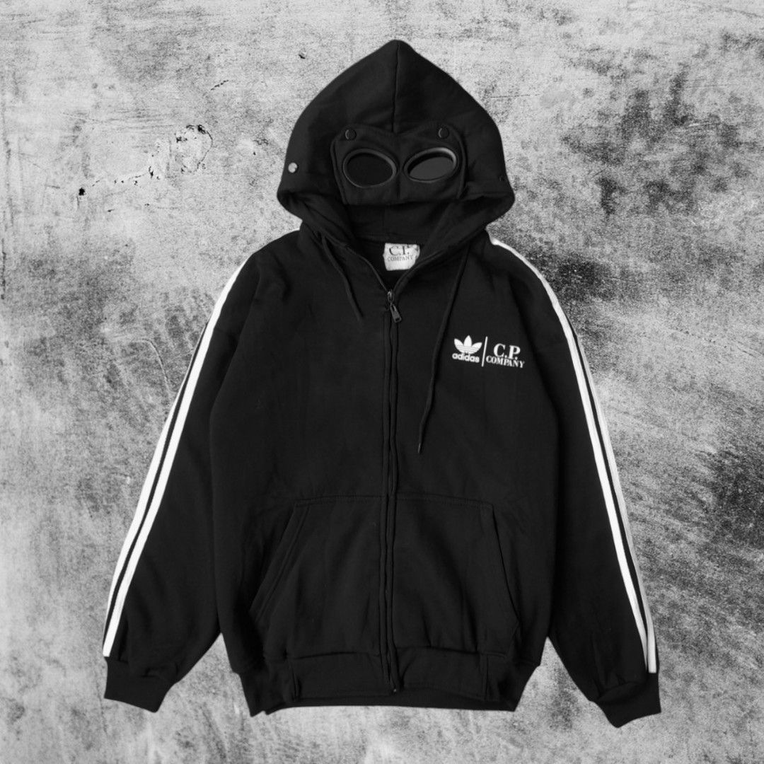 Jaket Goggle Adidas X CP Company Hoodie Zipper Hitam