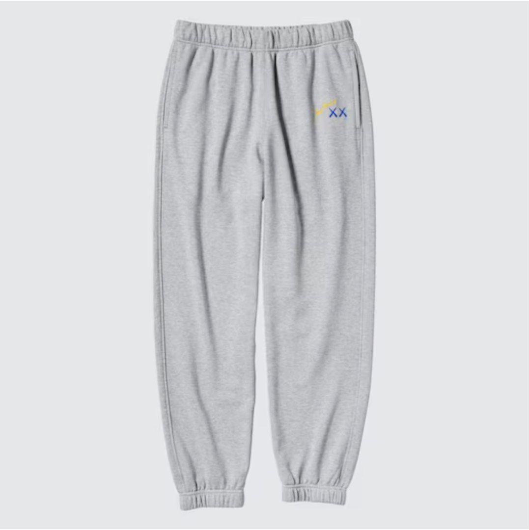 Kaws x Uniqlo Grey Sweatpants Men s Fashion Bottoms Joggers on Carousell