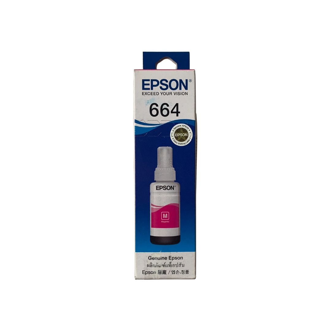 Magenta Ink (Epson 664, Original) (Category: Printers, Scanners & Copiers) located in Taguig. Submitted by anecca (Listing ID 1324382588, Image 1). Description: • Sealed • Packaging is damaged • Good Please message if you have any concerns or requests..