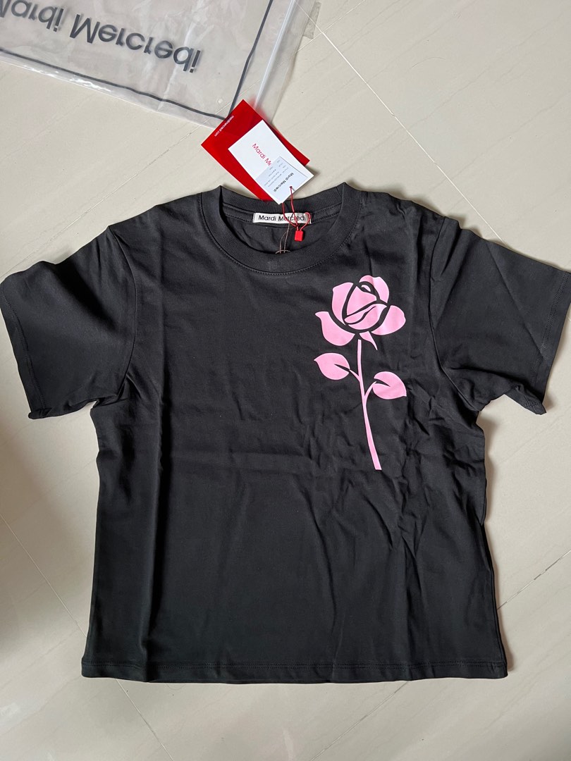 【Mardi Mercredi】SLIM TSHIRT UNE ROSE Mardi Mercredi] Slim T-Shirt Une Rose - w4shopper