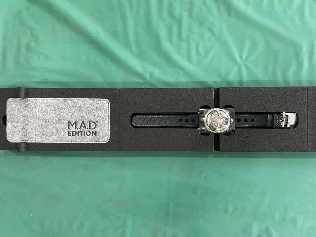 Mb&f M.A.D 1 Clover Green (MAD 1) (Category: Watches) located in Singapore. Submitted by sneakerstoresg (Listing ID 1324469156, Image 2). Description: Brand new, full set, with stickers all on and unworn. Strap in L size. Clover edition.