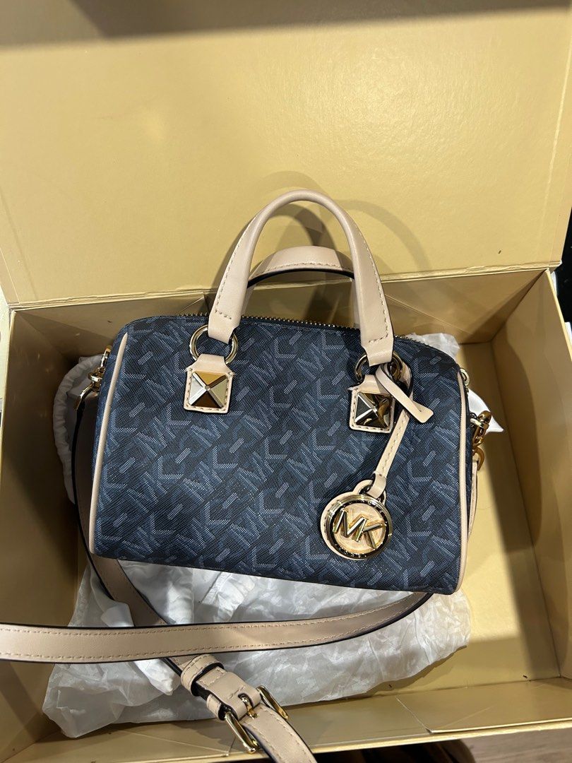 Michael Kors Bedford Legacy Extra Small MINI Navy Blue Cream Duffel Crossbody Bag Luxury Bags Wallets on Carousell