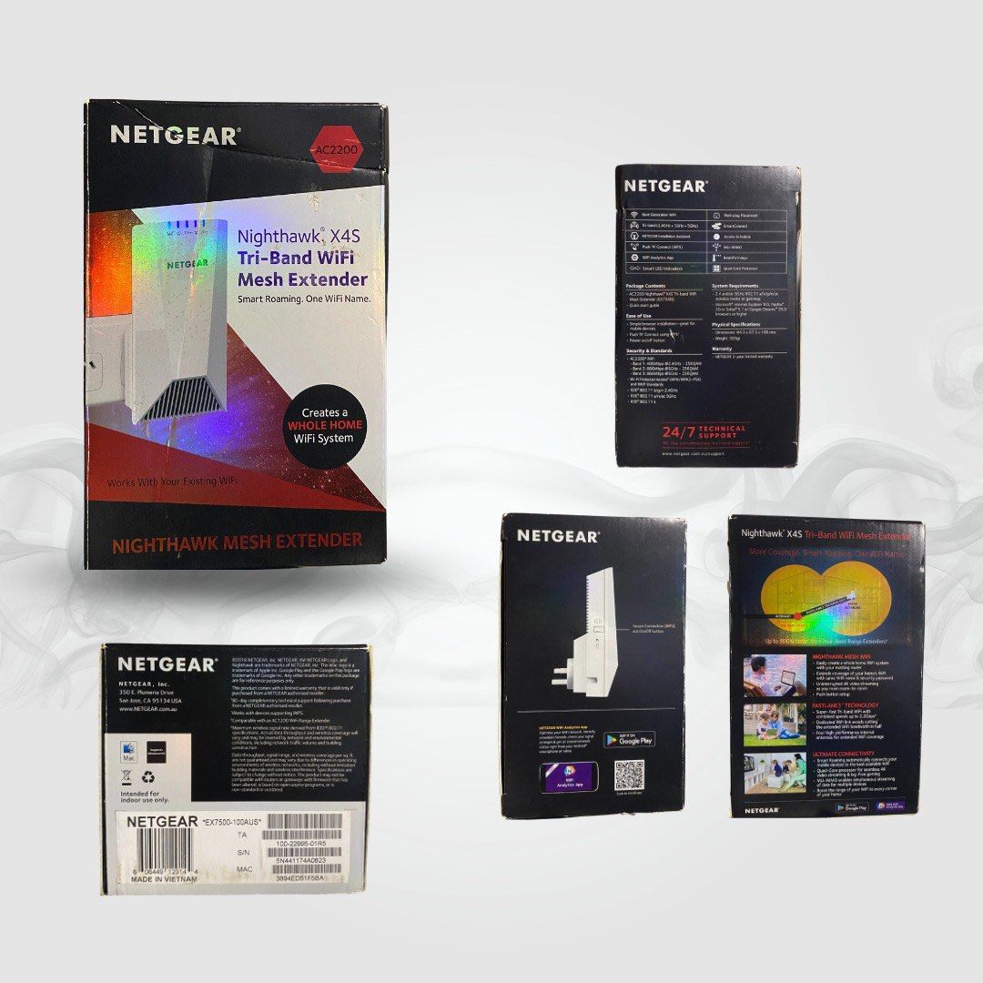 Nighthawk X4S Tri-Band Wi-Fi Mesh Extender (Category: Networking) located in Pasig City. Submitted by nefertarii (Listing ID 1230603854, Image 1). Description: - in good working condition - Very slightly used - With box.