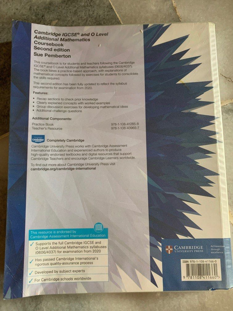 O Level Cambridge IGCSE Add Math CourseBook 2ND Edition ISBN 978-1-108 ...