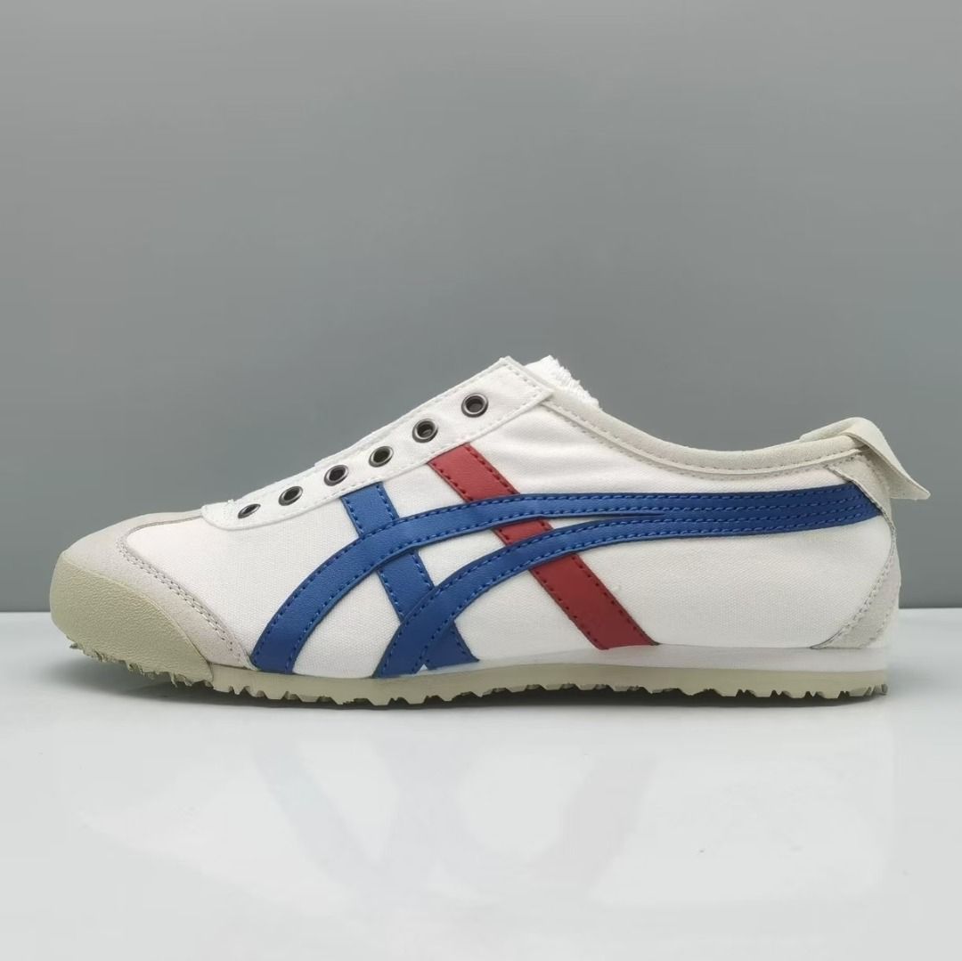 Onitsuka Tiger Canvas Shoes White Blue Red Women s Fashion Footwear Sneakers on Carousell
