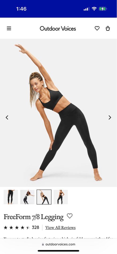 Outdoor Voices Freeform 7/8 Black Leggings, Women's Fashion