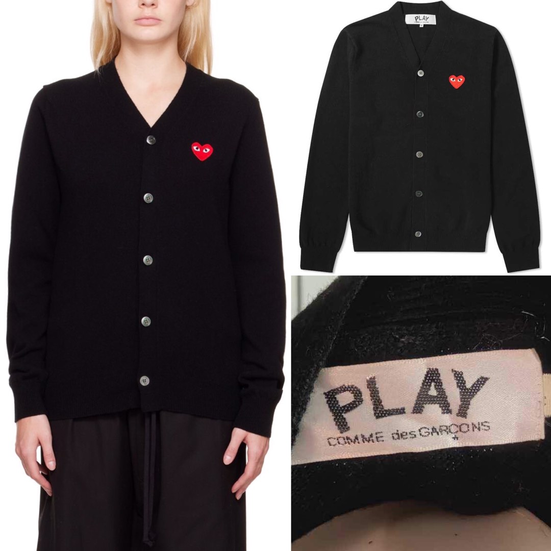 PLAY BY COMME DES GARCONS KNITTED HEART CARDIGAN Luxury Apparel on Carousell