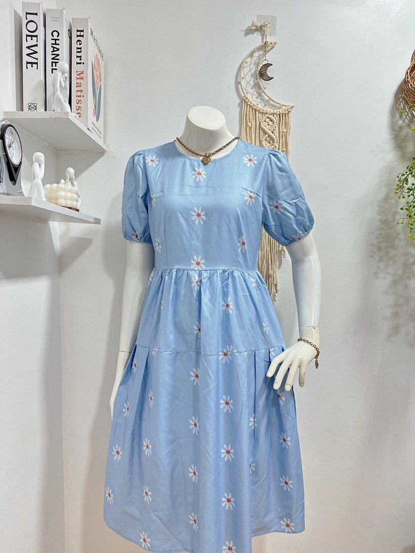 Powder Blue Sunflower Dress Women s Fashion Dresses Sets Dresses on Carousell