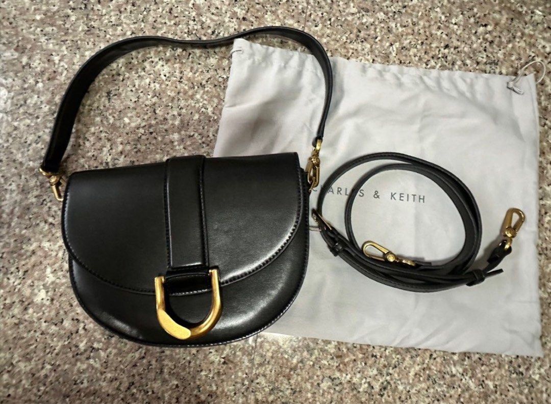 Crossbody Bag Black Gabine Saddle Bag Charles And Keith CHARLES