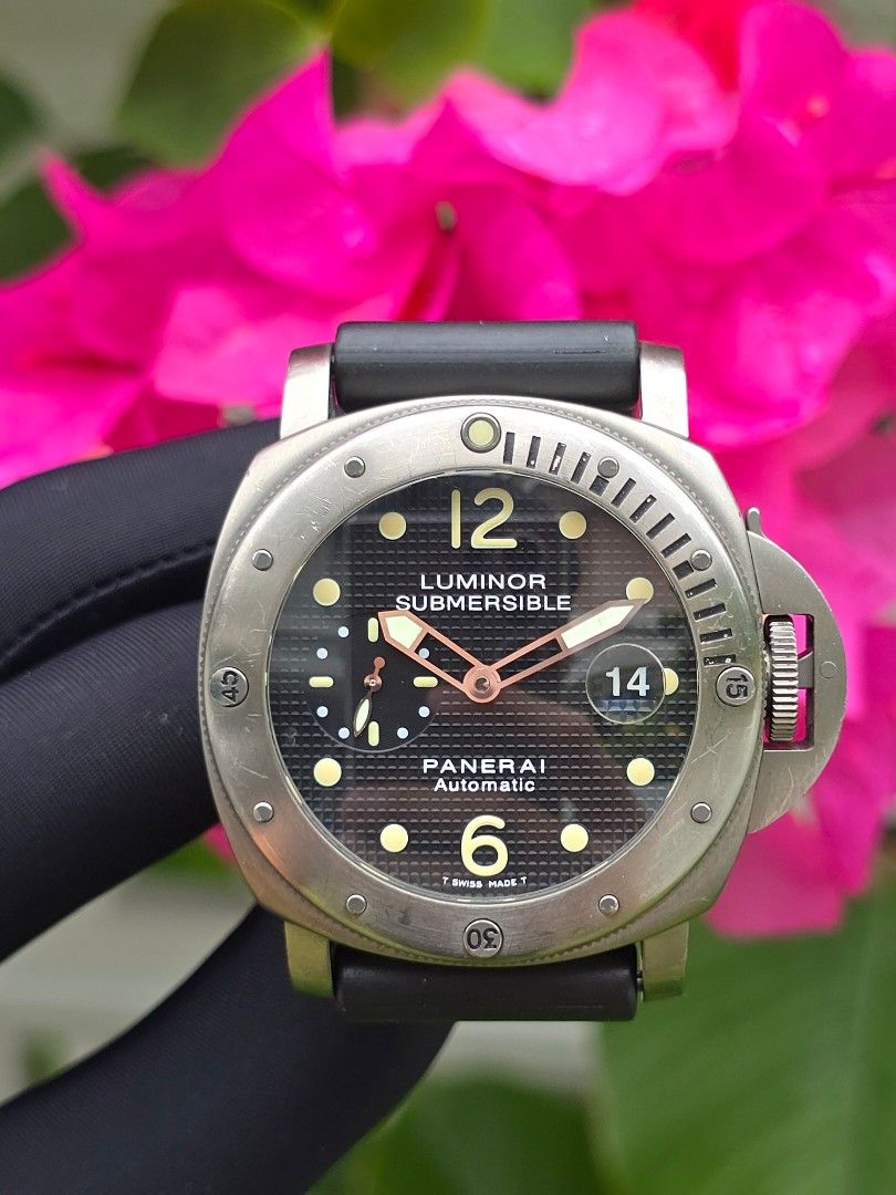 VERY RARE T SWISS MADE T TRITIUM COLLECTOR S SET PANERAI SUBMERSIBLE PAM00025 PAM25 PAM 25 PAM0025 PAM025 PAM25 HOBNAIL DIAL TITANIUM NOT