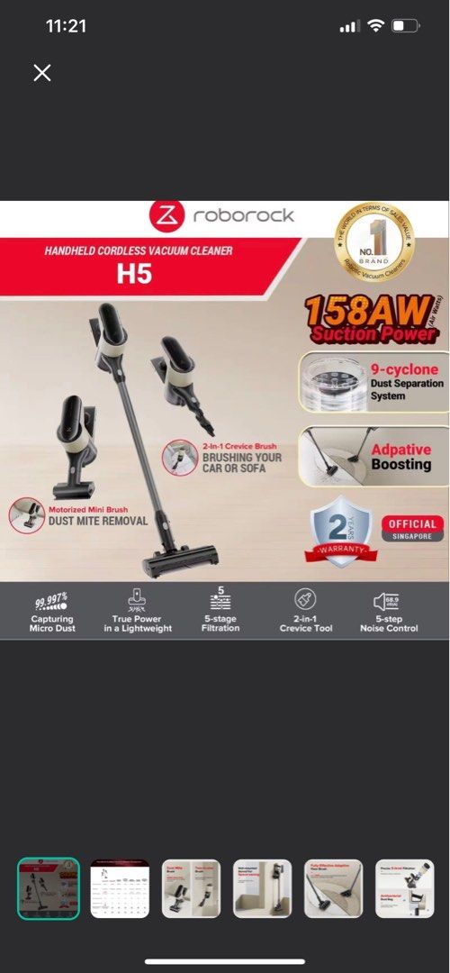 Roborock H5 Cordless Vacuum Cleaner, TV & Home Appliances, Vacuum