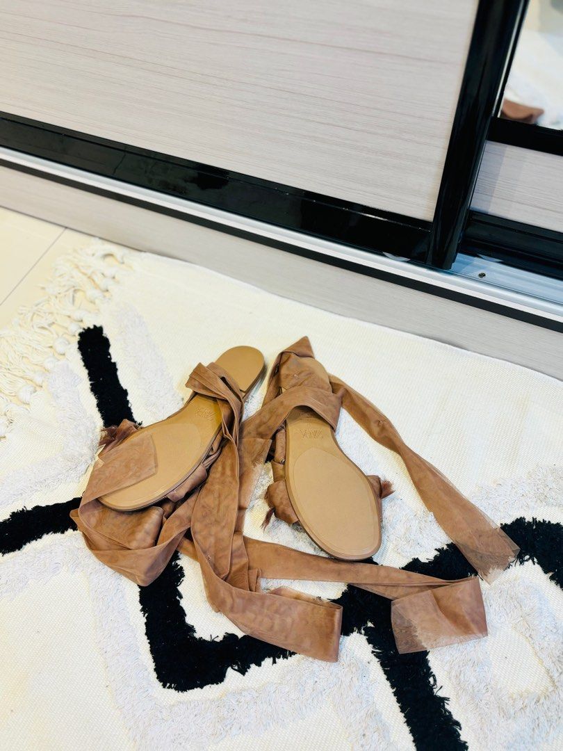 Sale New Zara Mesh Lace Up Sandals 20 U.P 79.90 Women s Fashion Footwear Sandals on Carousell