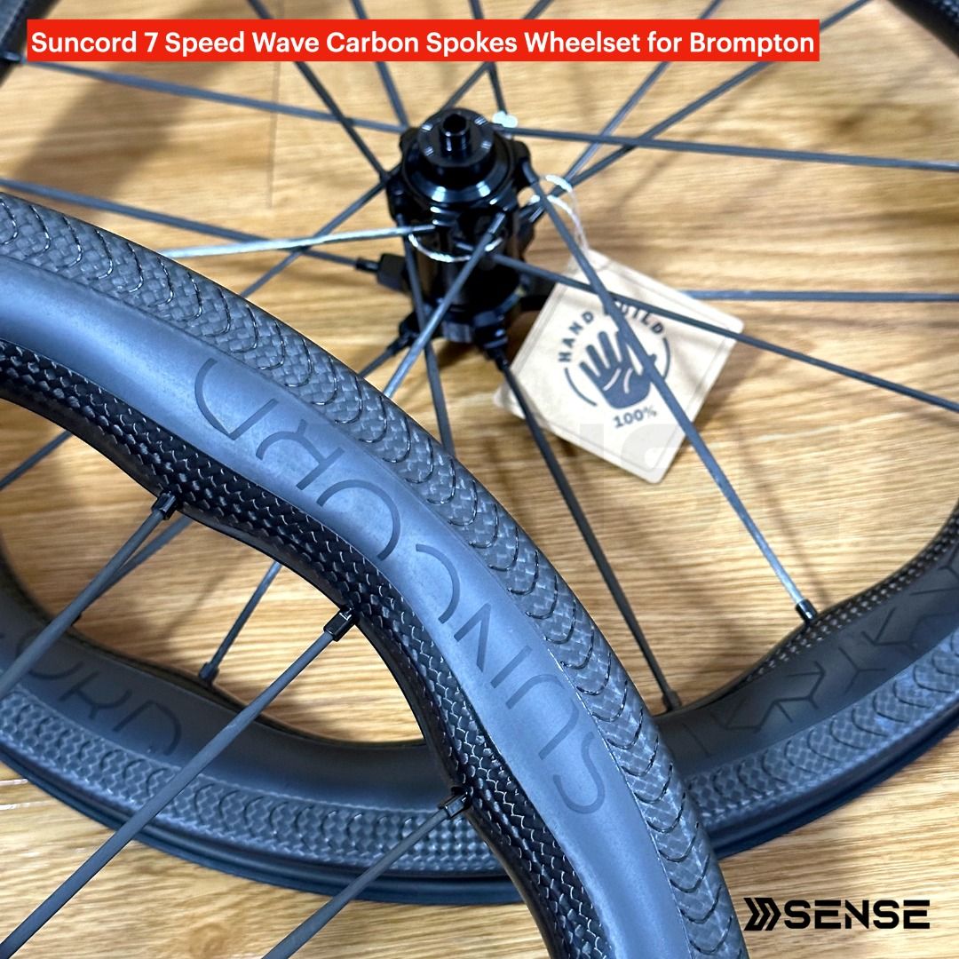 Suncord 7 Speed Wave Wavy Carbon Spokes Wheelset for