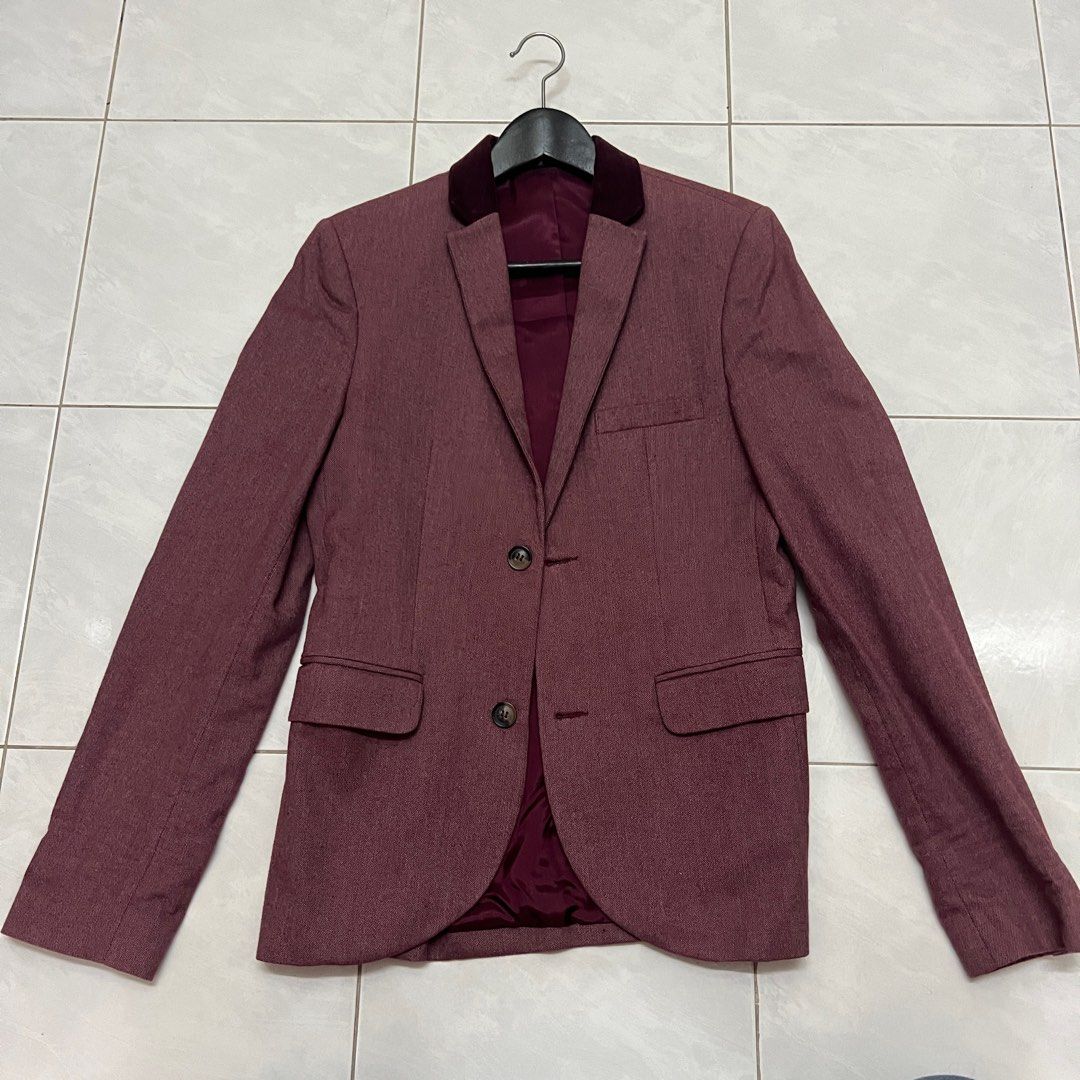 Topman burgundy coat cheap