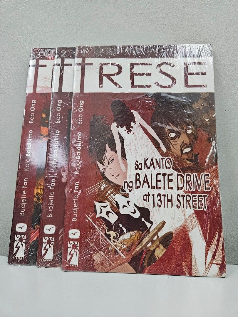 Trese 1-3 (Tagalog) (Category: Comics & Manga) located in Pasig City. Submitted by missbazaarista (Listing ID 1324403551, Image 1). Description: 📚Trese 1: Sa Kanto ng Balete Drive at 13th Street 📚 Trese 2: Mga Tuntunin ng Karera 📚 Trese 3: Ang Trahedya ni Dr. Burgos by Budjette Tan, Kajo Baldisimo (Illustrator), Bob Ong (Translator) 🌸 Onhand, new, out of print copy 🌸 sold as set 🌸 limited copies available 🌸 MOP: BPI/Gcash Order details: ✅️