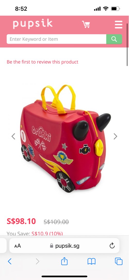 Trunki Luggage Suitcase Rocco Race Car Babies Kids Going Out Other Babies Going Out Needs on Carousell