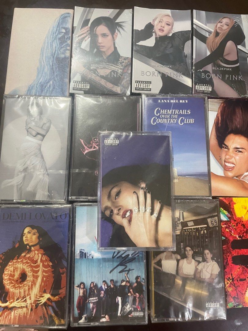Various Cassettes available on SALE (Category: CDs & DVDs) located in Manila. Submitted by stefandraboutique (Listing ID 1324476354, Image 1). Description: Olivia Rodrigo GUTS Blackpink The Album/Bornpink HAIM Signed Yungblud Ellie Goulding Equals Dua Lipa Lana del rey.
