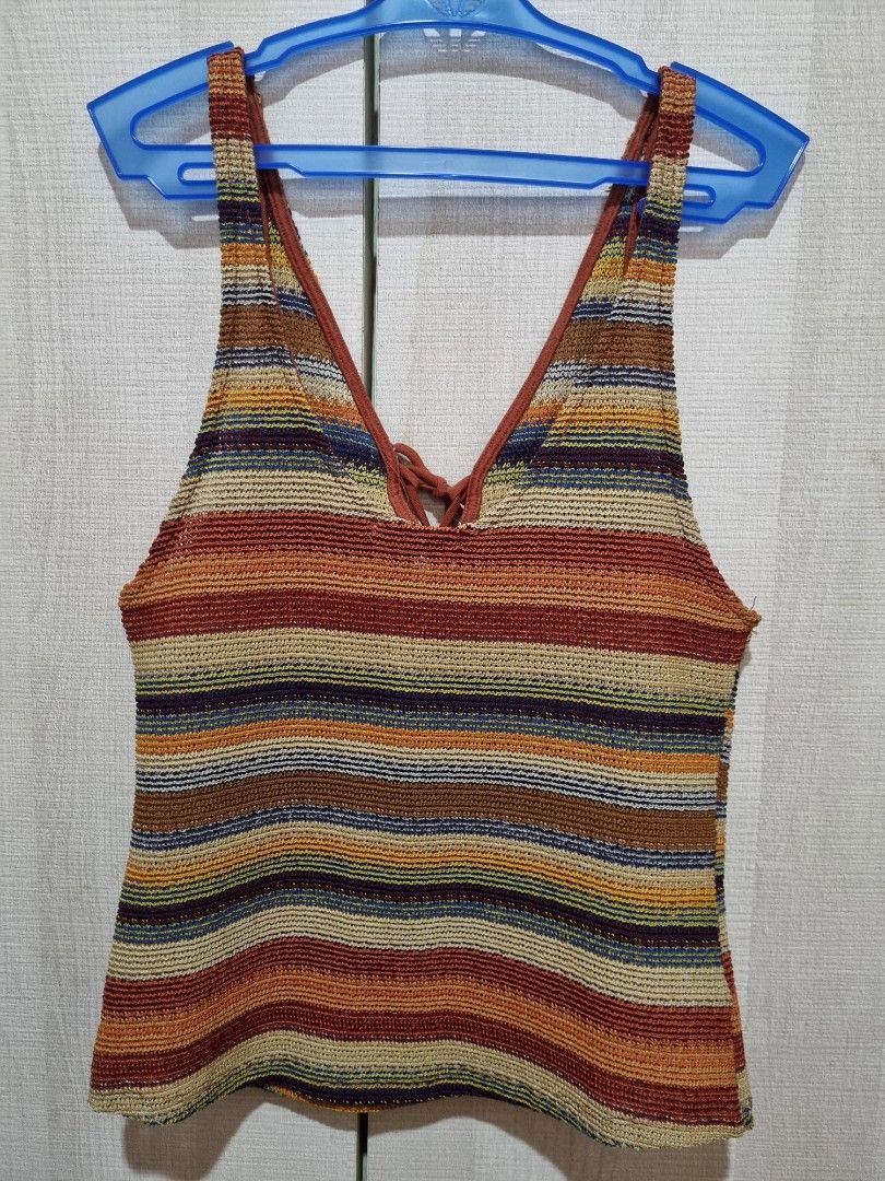 Zara crochet knit tank top (Category: Sleeveless) located in Quezon City. Submitted by hatonhatoff (Listing ID 1324413367, Image 2). Description: zara crochet knit tank top zara trafaluc size: medium laid flat measurement length - 22inches chest - 15 inches stretchable best fits small-med defects: none RFS: got fat, doesnt fit anymore Payment: gcash, bpi, bdo delivery: ggx or courier of choice c/o buyer boho chic beach knit wear crochet.