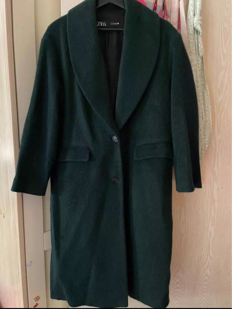 Emerald green coat zara clearance