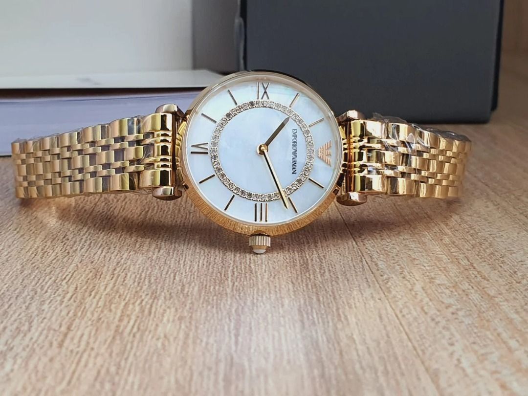 SALE Emporio Armani AR1907 Gianni T b Analog Mother of Pearl Dial Women s Watch